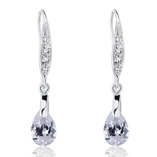 2 Carat Pear Cut Simulated Diamond 925 Sterling Silver Dangle Earrings