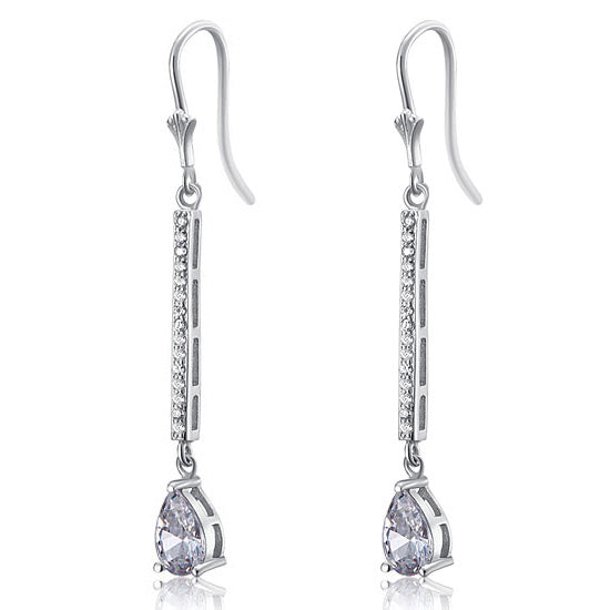1 Carat Pear Cut Simulated Diamond 925 Sterling Silver Dangle Earrings
