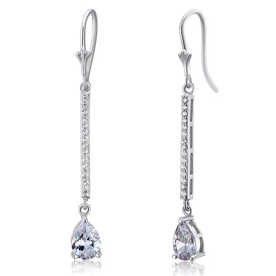 1 Carat Pear Cut Simulated Diamond 925 Sterling Silver Dangle Earrings
