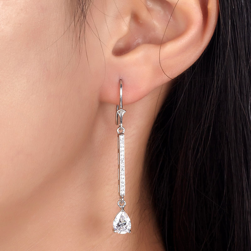 1 Carat Pear Cut Simulated Diamond 925 Sterling Silver Dangle Earrings