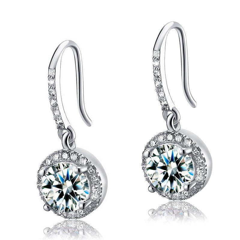 1.5 Carat Simulated Diamond 925 Sterling Silver Dangle Earrings