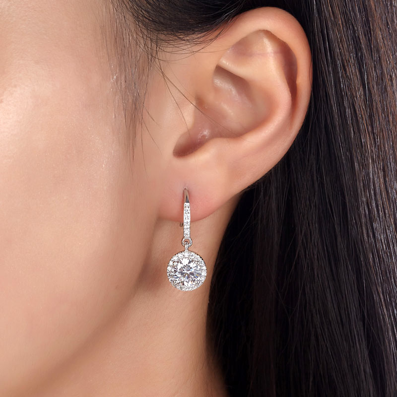 1.5 Carat Simulated Diamond 925 Sterling Silver Dangle Earrings