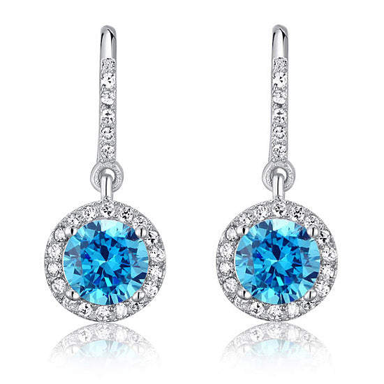 1.5 Carat Simulated Blue Topaz 925 Sterling Silver Dangle Earrings