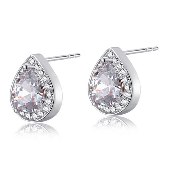 1 Carat Pear Cut Simulated Diamond 925 Sterling Silver Stud Earrings
