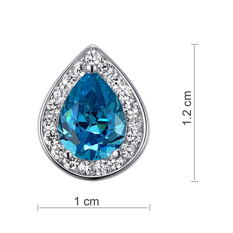 1 Carat Pear Cut Simulated Blue Topaz 925 Sterling Silver Stud Earrings