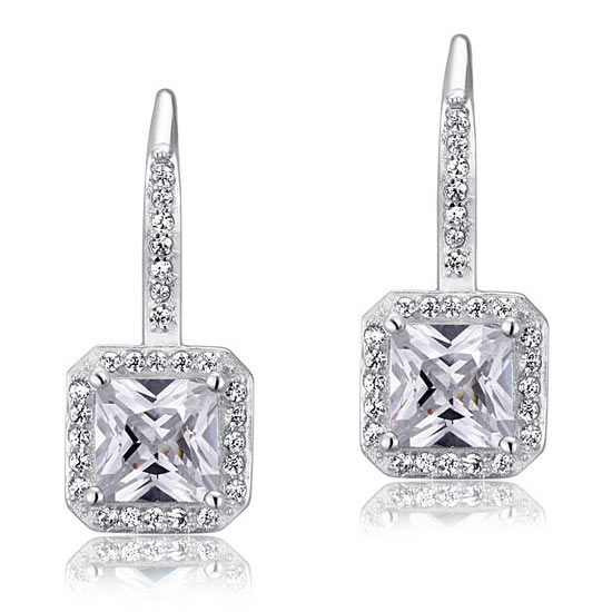 1.5 Carat Simulated Diamond 925 Sterling Silver Dangle Earrings