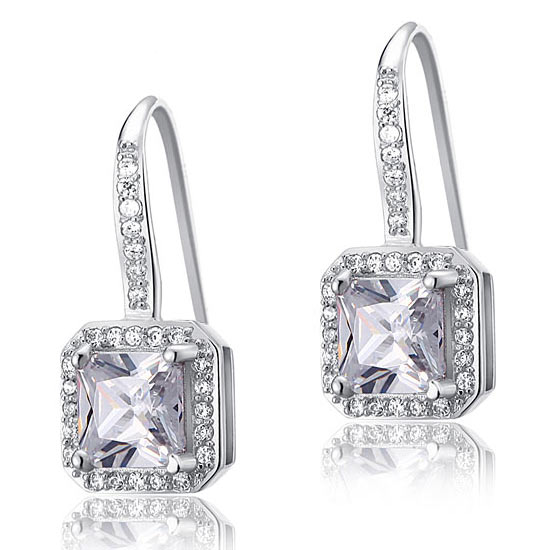 1.5 Carat Simulated Diamond 925 Sterling Silver Dangle Earrings