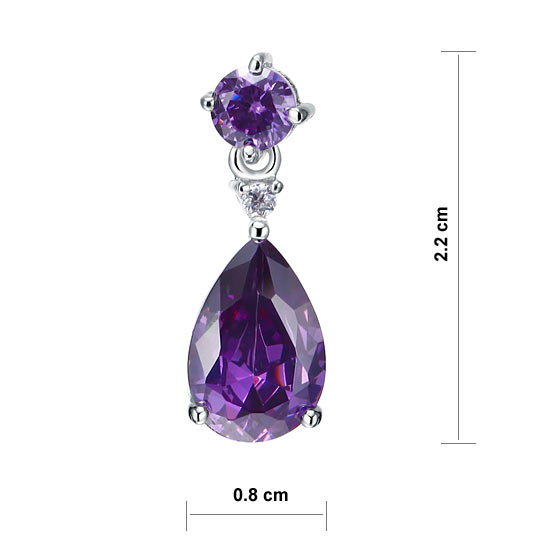 3 Carat Pear Cut Simulated Purple Sapphire 925 Sterling Silver Dangle Earrings