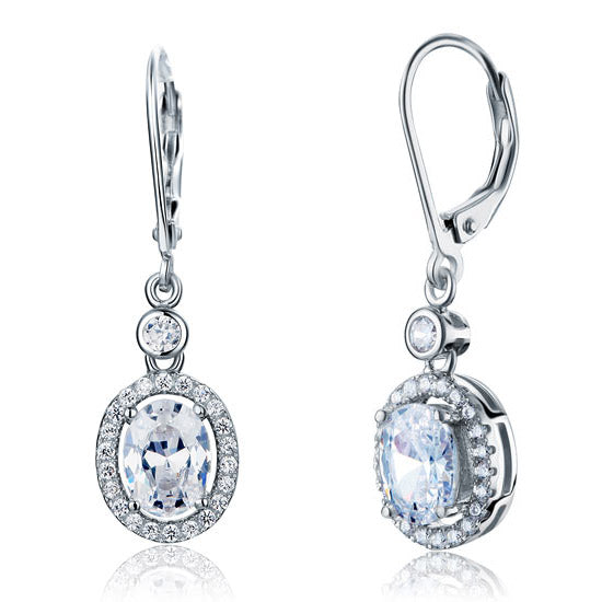 1.5 Carat Oval Cut Simulated Diamond 925 Sterling Silver Dangle Earrings