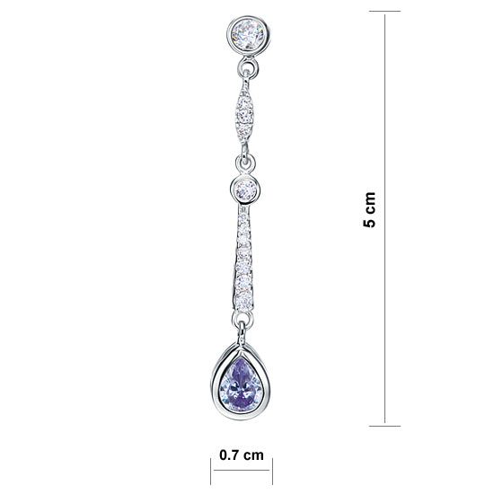 Purple Simulated Sapphire 925 Sterling Silver Dangle Earrings