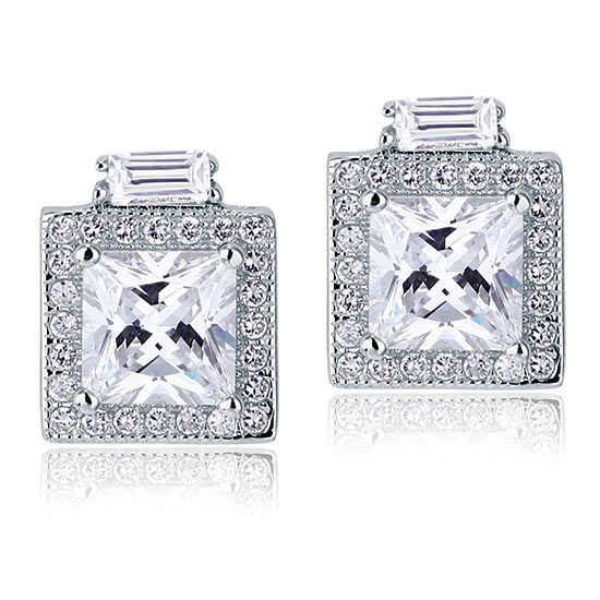 2 Carat Simulated Diamond Vintage Style Stud 925 Sterling Silver Earrings
