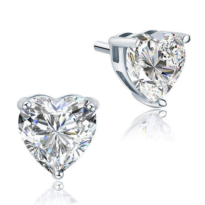 4 Carat Heart Cut Simulated Diamond Stud 925 Sterling Silver Earrings
