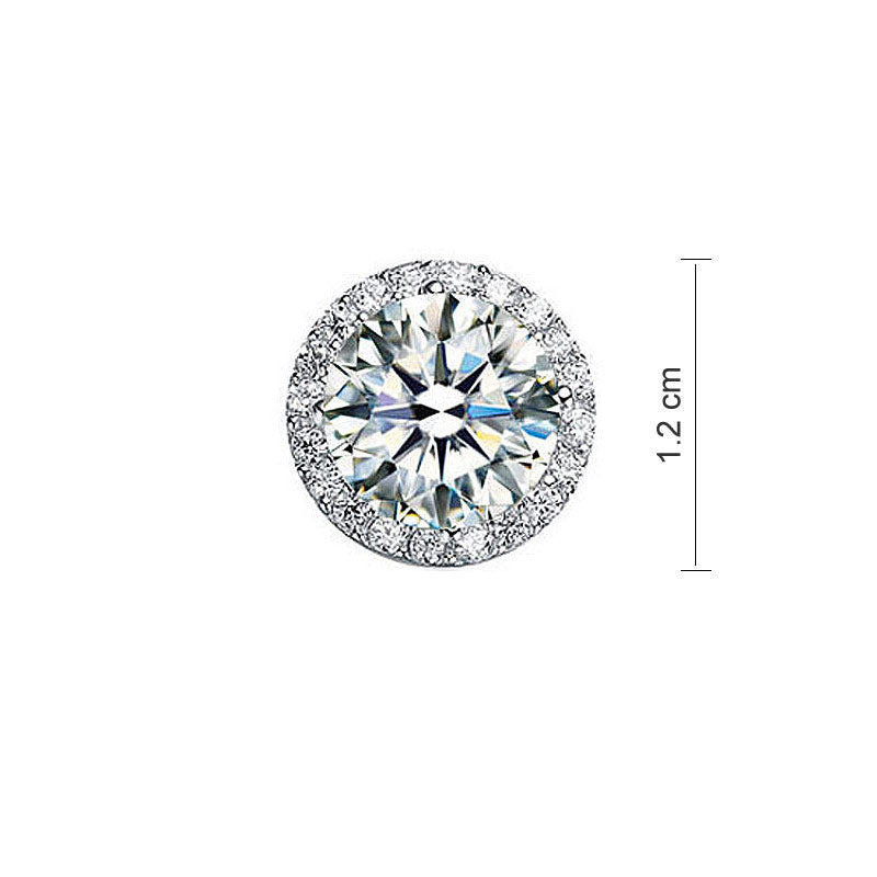 2 Carat Round Cut Simulated Diamond Halo Stud 925 Sterling Silver Earrings