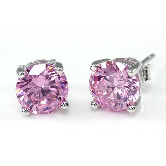 1 Carat Pink Simulated Sapphire 925 Sterling Silver Stud Earrings