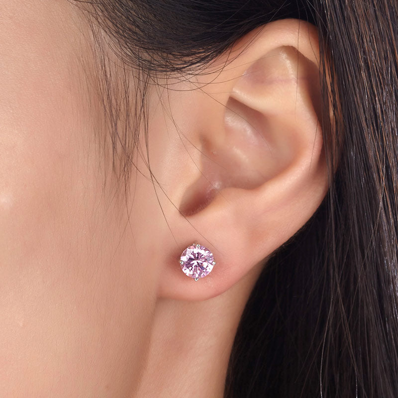 1 Carat Pink Simulated Sapphire 925 Sterling Silver Stud Earrings