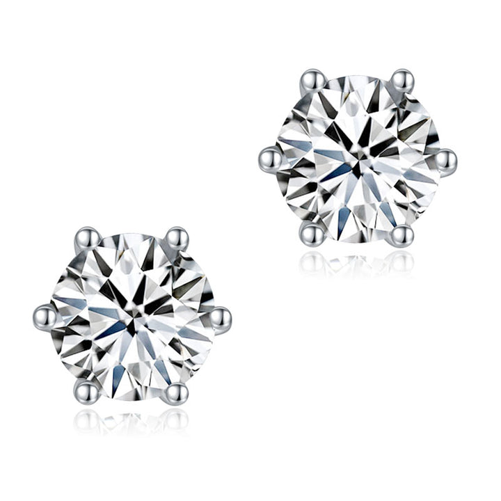 0.5 Carat Moissanite Diamond 6 Claws Stud Earrings 925 Sterling Silver