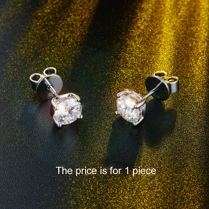 1 Carat Moissanite Diamond Men's Earrings 925 Sterling Silver