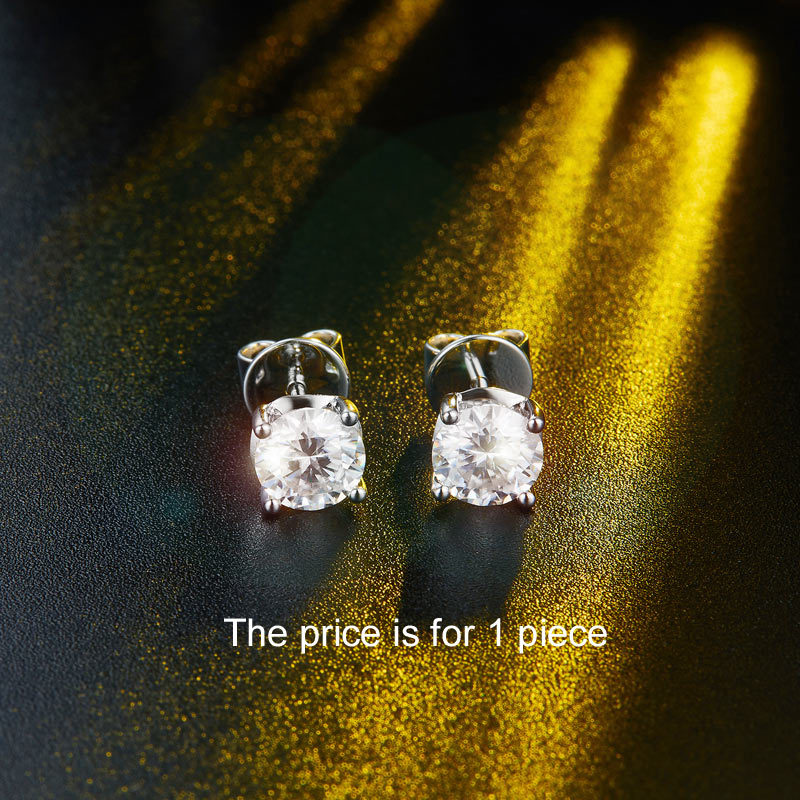 1 Carat Moissanite Diamond Men's Earrings 925 Sterling Silver