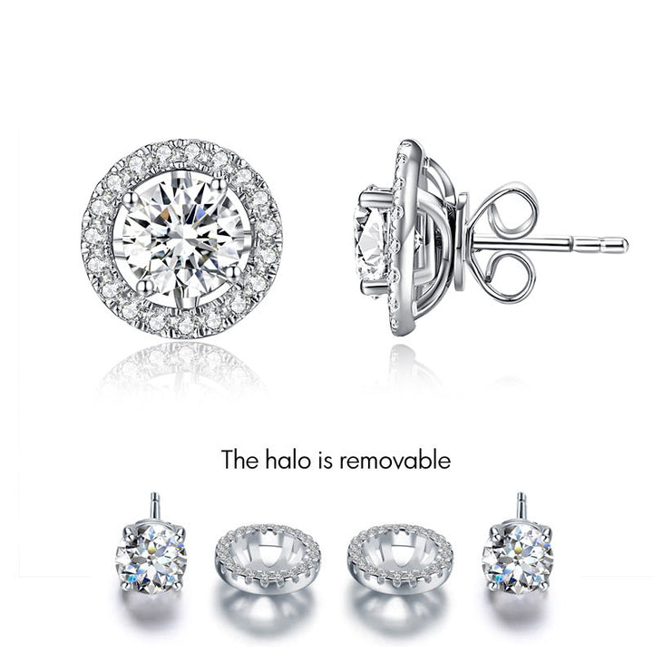 1 Carat Moissanite Diamond 4 Claws Stud Earrings 925 Sterling Silver