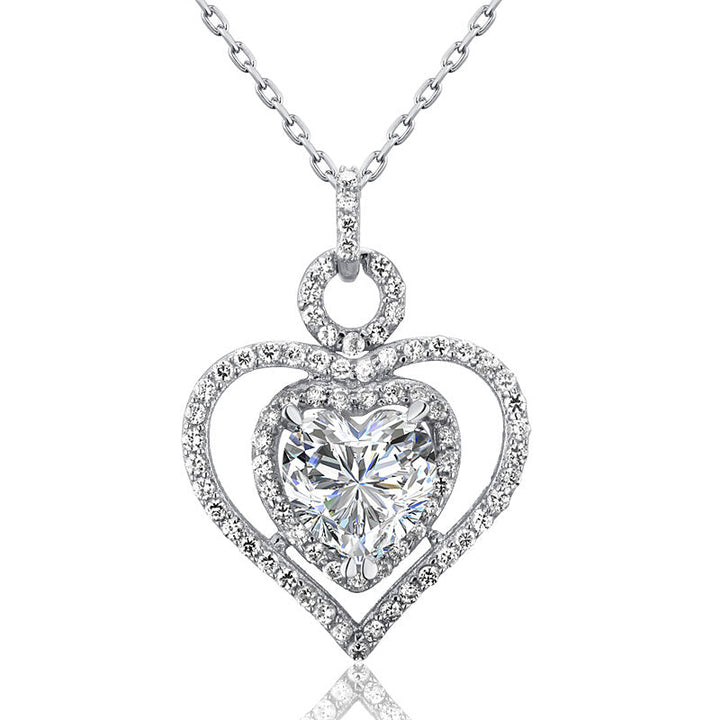 3 Carat Simulated Diamond 925 Sterling Silver Heart Pendant Necklace
