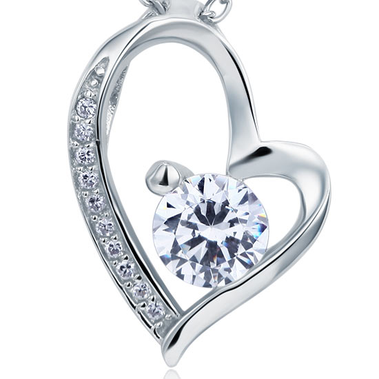1 Carat Simulated Diamond Heart 925 Sterling Silver Pendant Necklace