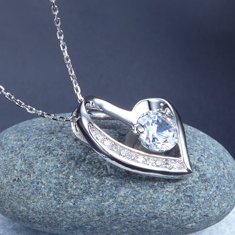 1 Carat Simulated Diamond Heart 925 Sterling Silver Pendant Necklace