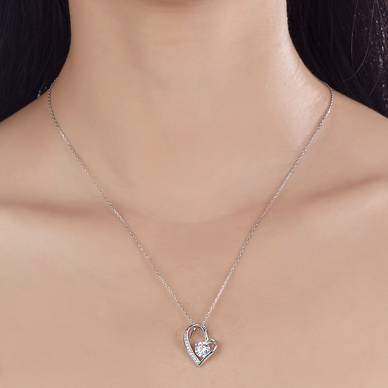 1 Carat Simulated Diamond Heart 925 Sterling Silver Pendant Necklace