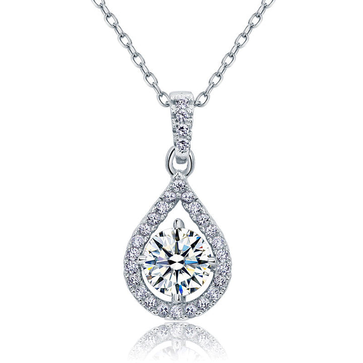 1 Carat Round Cut Simulated Diamond Bridal 925 Sterling Silver Pendant Necklace