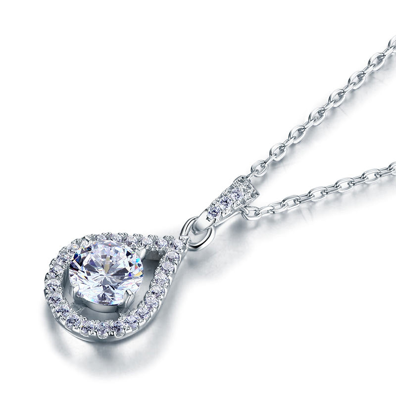 1 Carat Round Cut Simulated Diamond Bridal 925 Sterling Silver Pendant Necklace