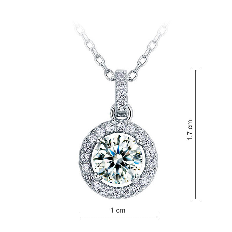 1 Carat Round Cut Simulated Diamond Bridal 925 Sterling Silver Pendant Necklace