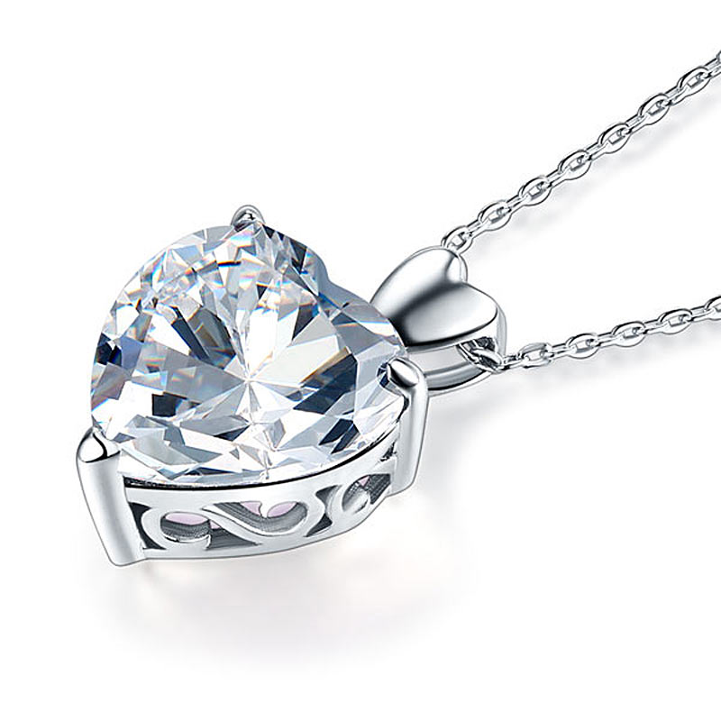 Heart Simulated Diamond Pendant Necklace 925 Sterling Silver Bridesmaid Wedding Jewelry