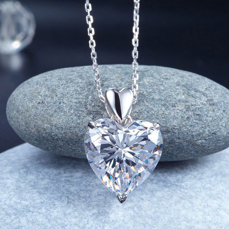 Heart Simulated Diamond Pendant Necklace 925 Sterling Silver Bridesmaid Wedding Jewelry