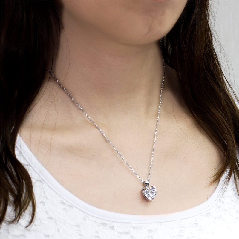 Heart Simulated Diamond Pendant Necklace 925 Sterling Silver Bridesmaid Wedding Jewelry