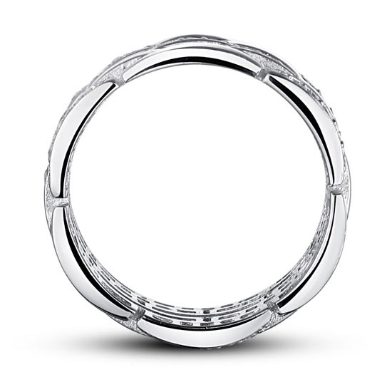 Simulated Diamond 925 Sterling Silver 1 cm Band Wedding Anniversary Ring