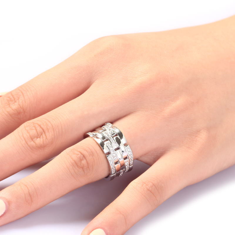 Simulated Diamond 925 Sterling Silver 1 cm Band Wedding Anniversary Ring