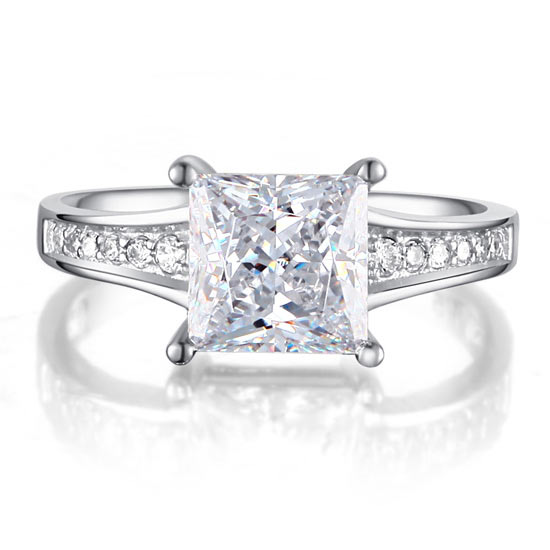 1.5 Ct Princes Cut Solid 925 Sterling Silver Wedding Promise Engagement Ring