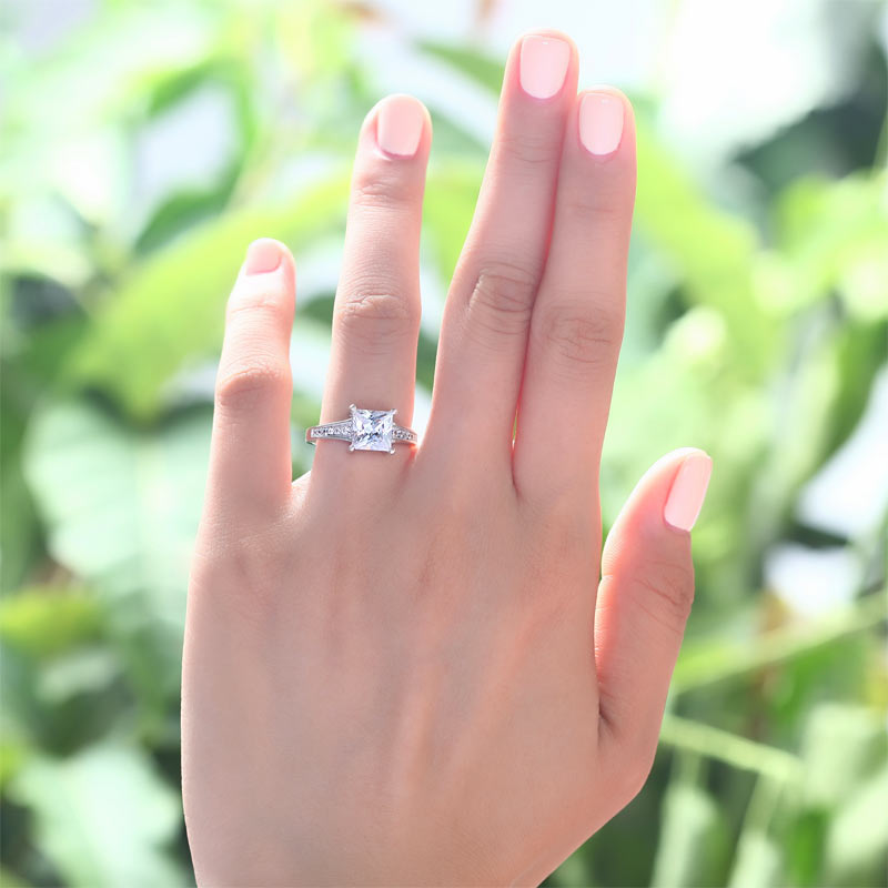 1.5 Ct Princes Cut Solid 925 Sterling Silver Wedding Promise Engagement Ring