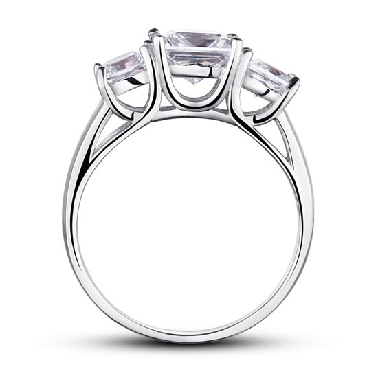 1.5 Carat 3-Stones Simulated Diamond 925 Sterling Silver Wedding Anniversary Ring