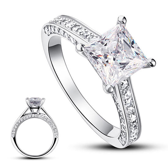 1.5 Carat Princess Cut Simulated Diamond 925 Sterling Silver Wedding Engagement Ring