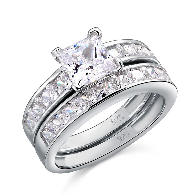 1 Ct Simulated Diamond 925 Sterling Silver Wedding Engagement Ring Set