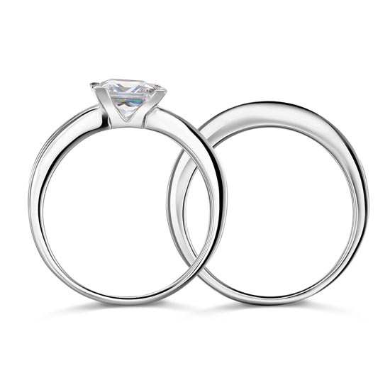 1 Ct Simulated Diamond 925 Sterling Silver Wedding Engagement Ring Set