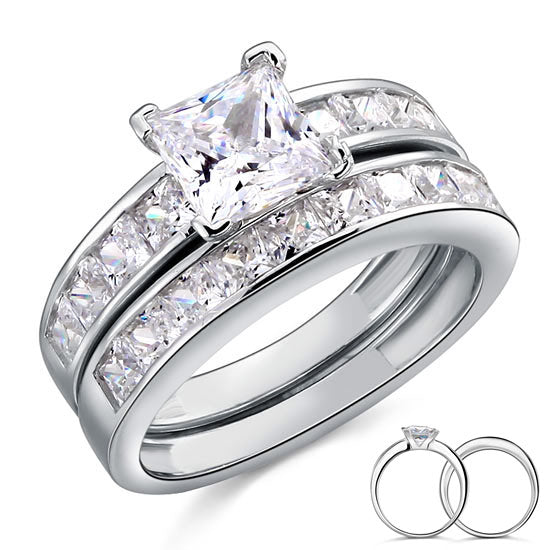 1 Ct Simulated Diamond 925 Sterling Silver Wedding Engagement Ring Set