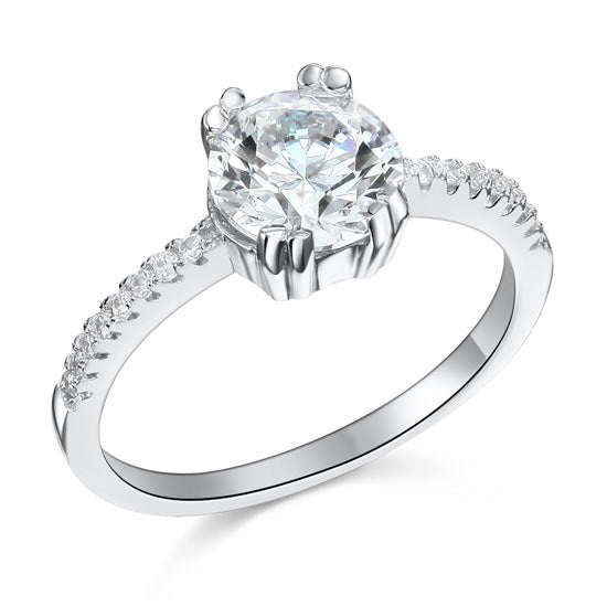 2 Carat Simulated Diamond Engagement Sterling 925 Silver Ring