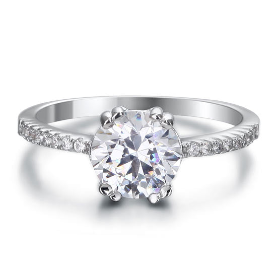 2 Carat Simulated Diamond Engagement Sterling 925 Silver Ring