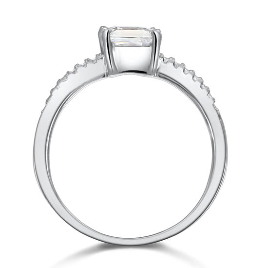 1 Carat Simulated Princess Diamond Engagement Sterling 925 Silver Ring
