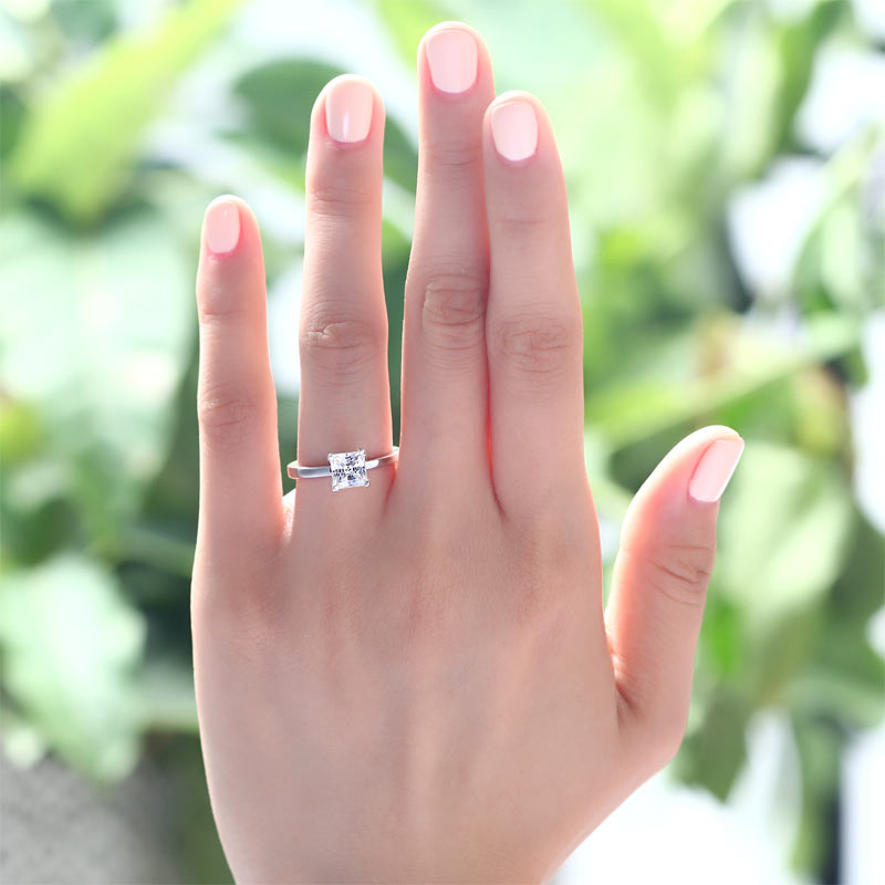1 Carat Princess Simulated Diamond Engagement Sterling 925 Silver Ring