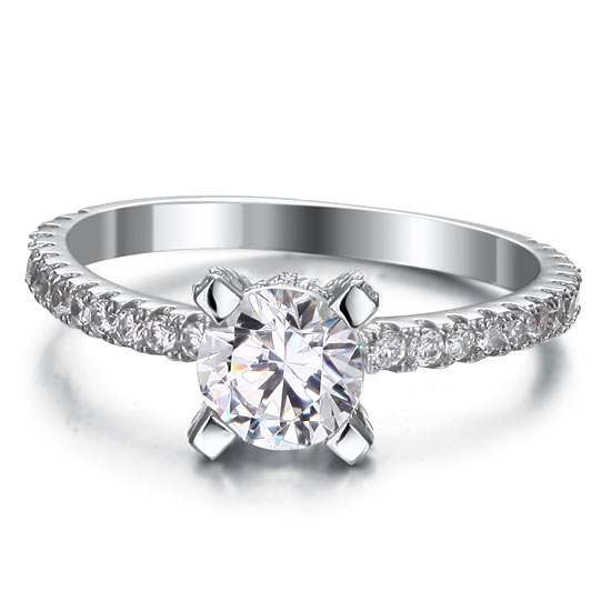 1 Carat Simulated Diamond Engagement Sterling 925 Silver Ring