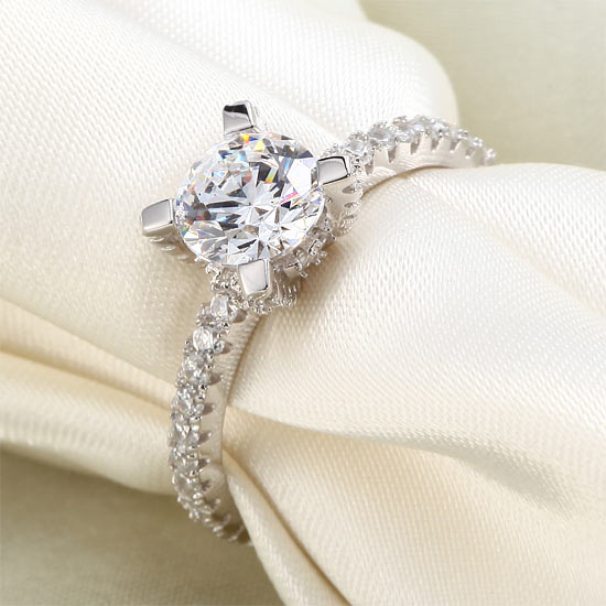 1 Carat Simulated Diamond Engagement Sterling 925 Silver Ring