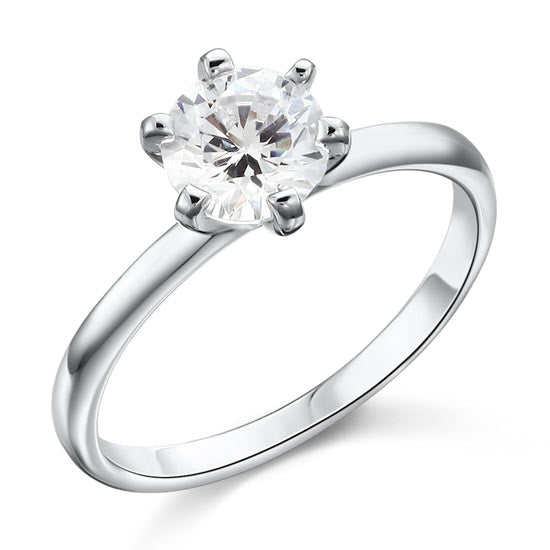 1 Carat Simulated Diamond Engagement Sterling 925 Silver Ring