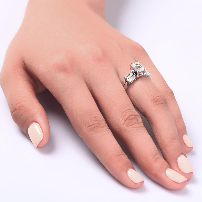 2-Pcs Wedding Band Engagement Ring Set